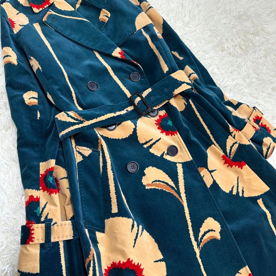 ポールスミストレンチコート フラワー柄 ベルベット 花柄 ベルト 40