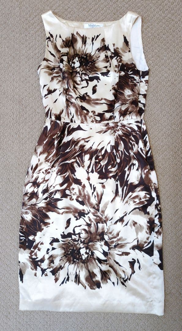 Max Mara マックスマーラ　シルク混花柄ノースリーブワンピース　36