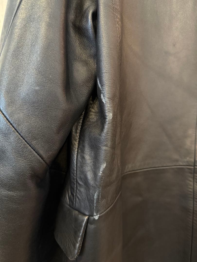 EMPORIO ARMANI 本革 ラムレザー テーラードジャケット 黒 52