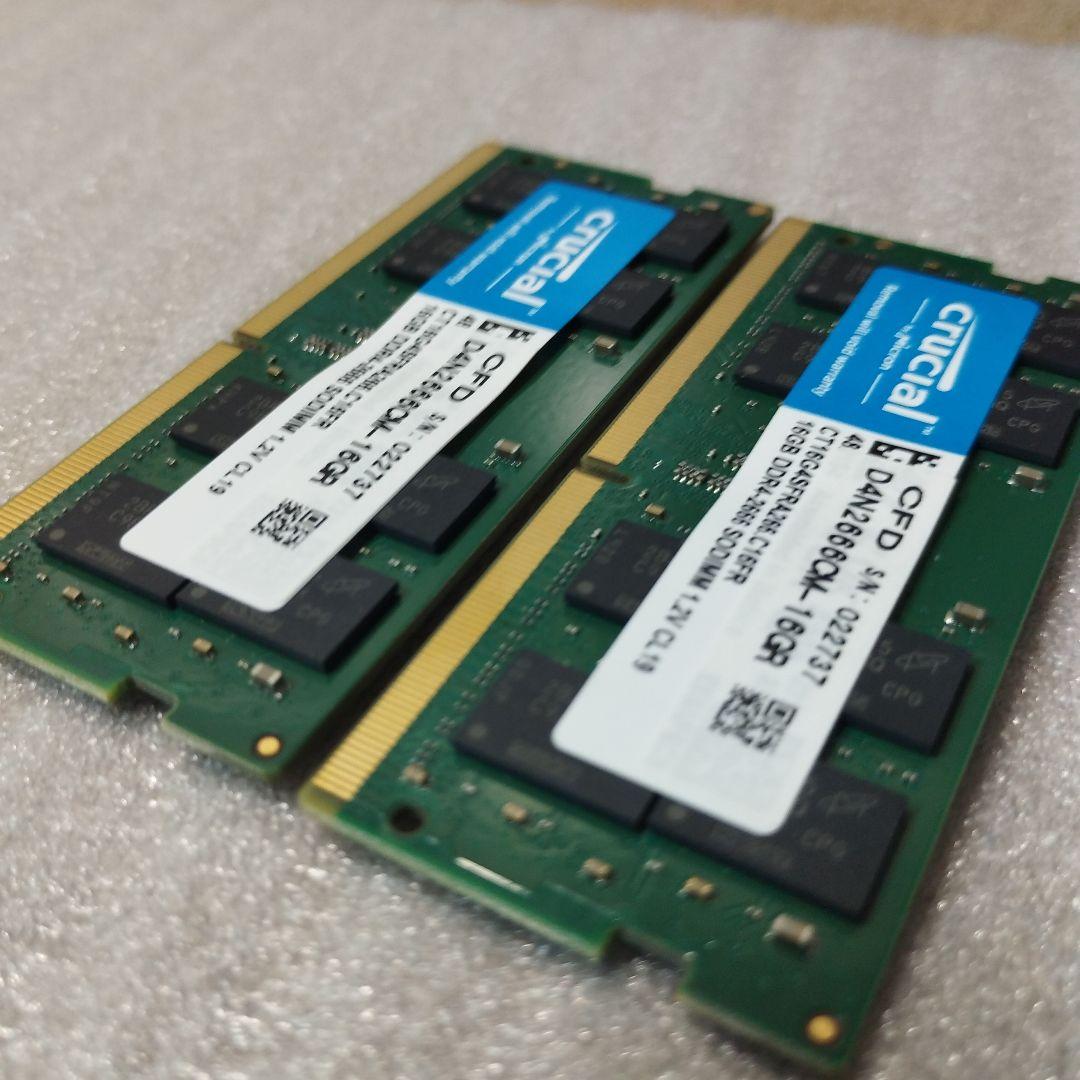 Crucial Micron ノート用メモリー DDR4 2666 16GBx2