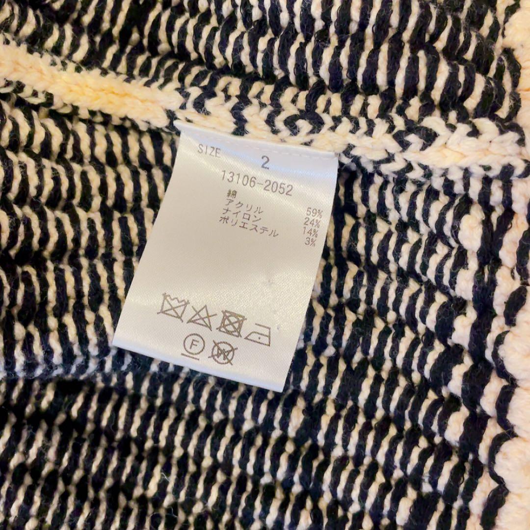 トップス CLANE STRIPE CABLE HALF SLEEVE CARDIGAN