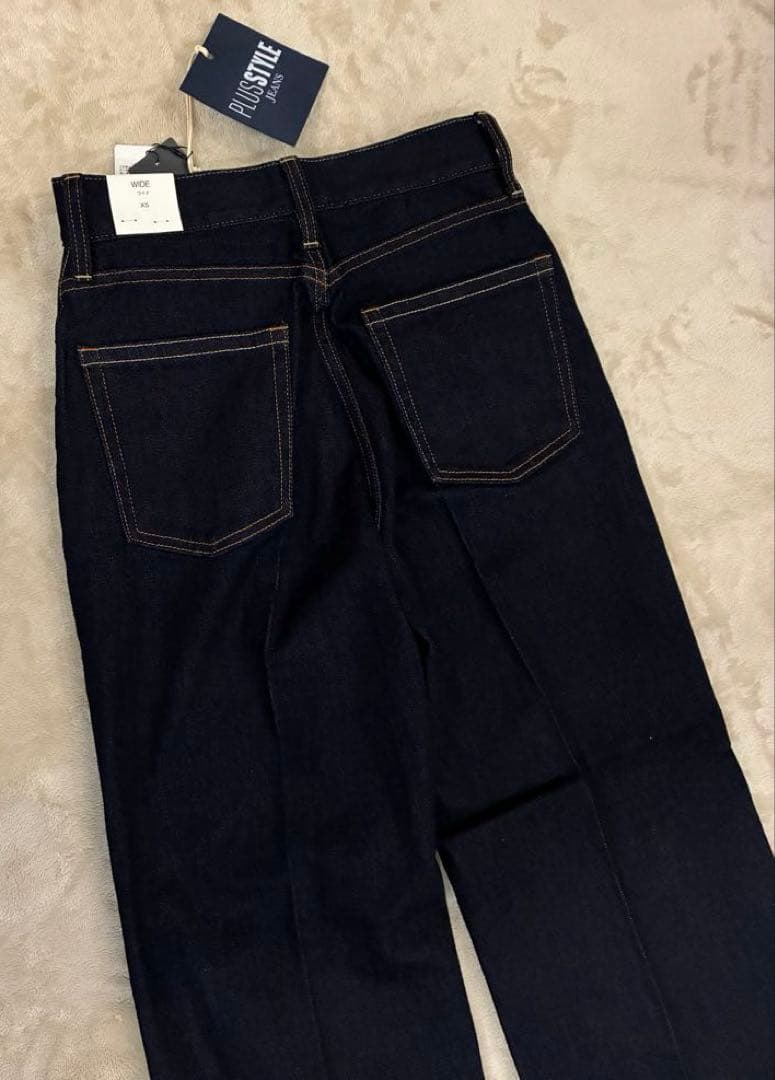 新品タグ付き❗️PLST ハイライズワイドジーンズ ネイビー　XS