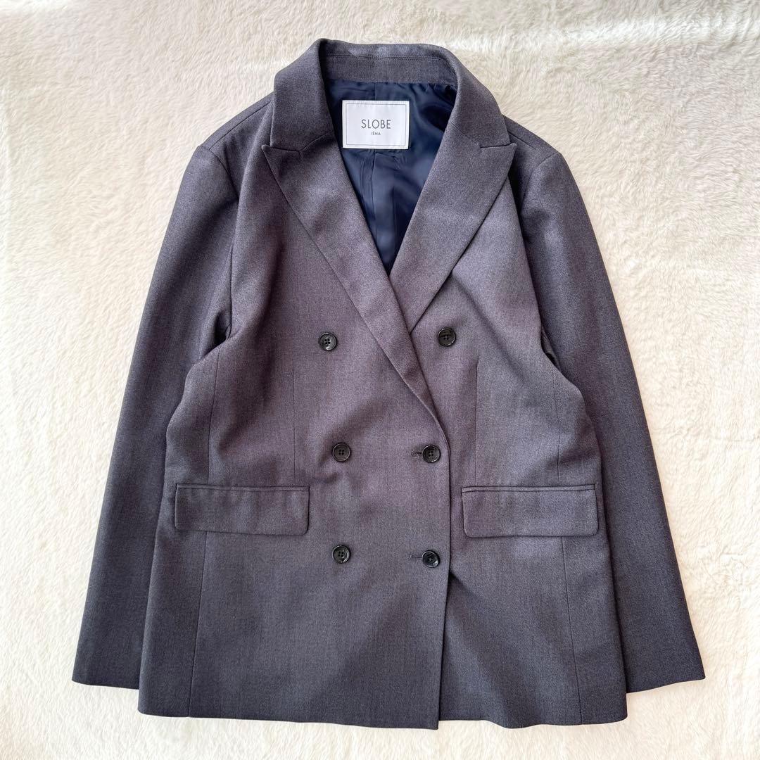 24AW SLOBE IENA TRダブルブレストジャケット グレー