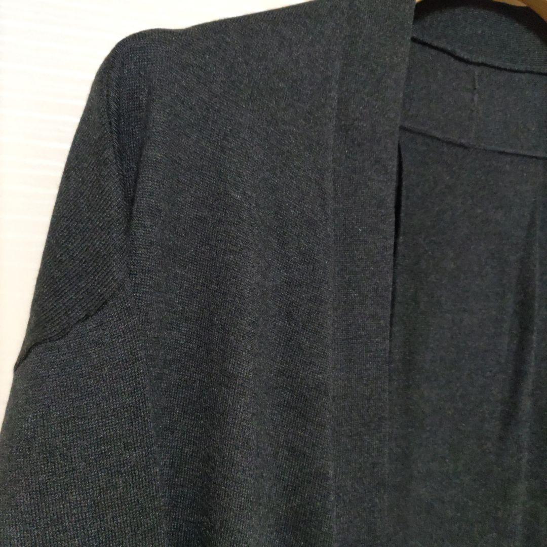 【未使用】ドレスハーセルフ　ロングカーディガン　シルク　チャコールグレー　M〜L