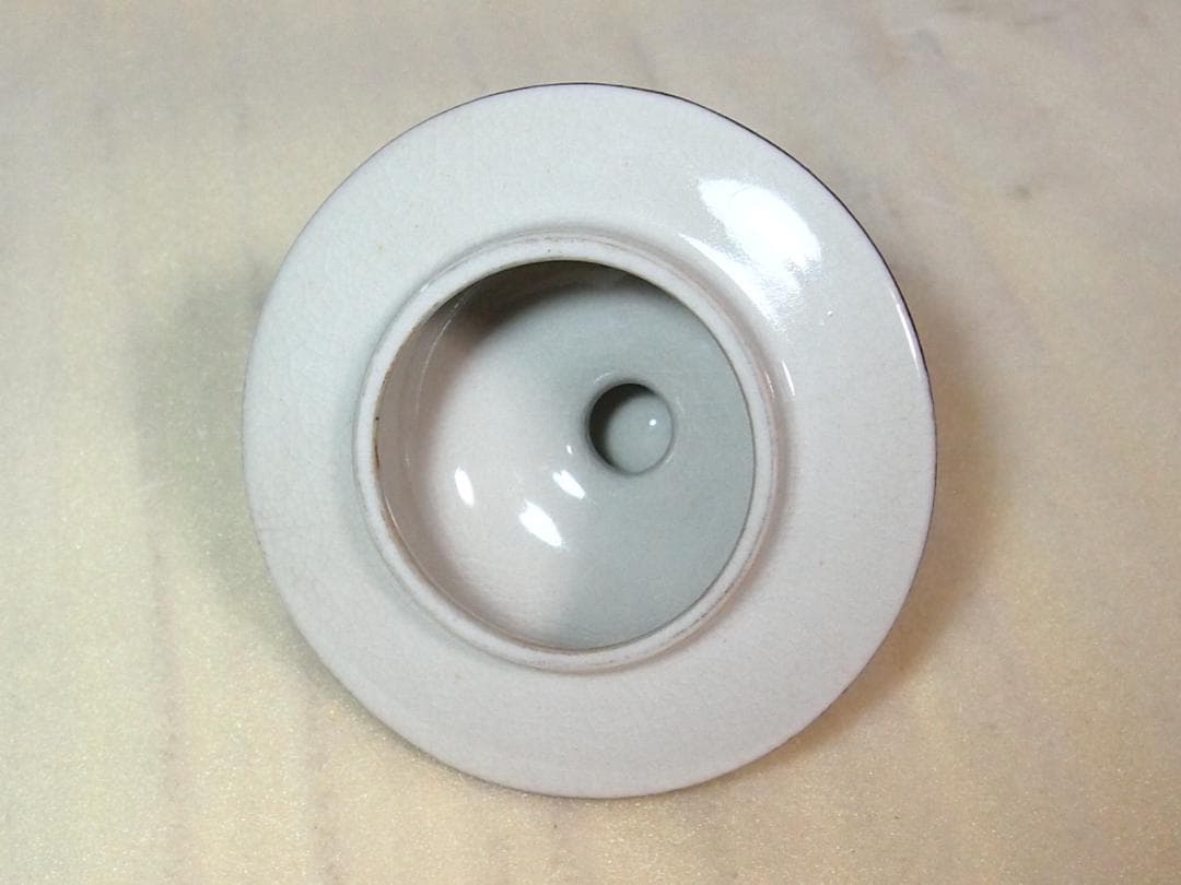 【美品】薩摩焼 小型 沈香壺 藤/花鳥文 紫色/藤色 つぼ/ツボ 茶道具/香道具
