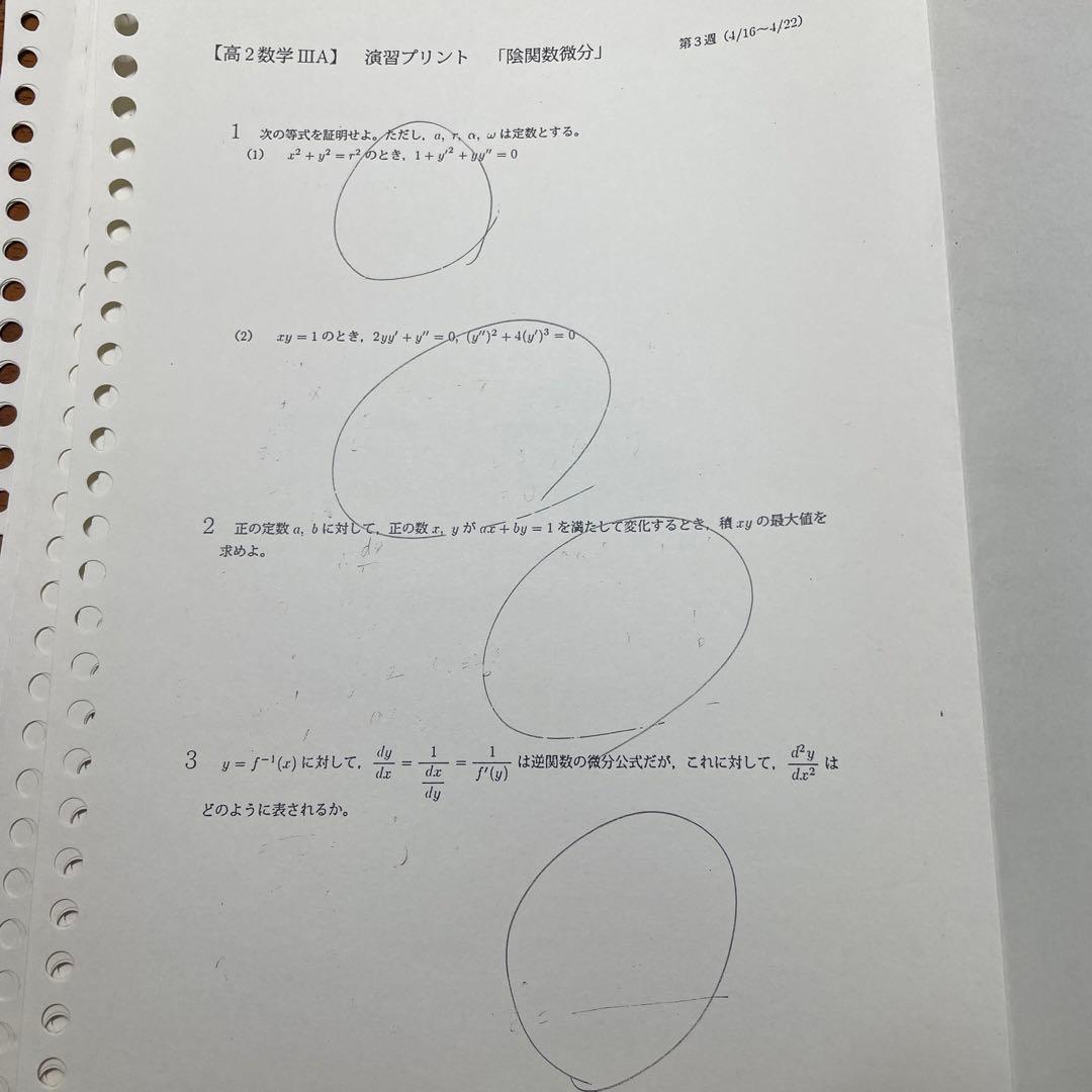 鉄緑高2数学 III 演習プリント