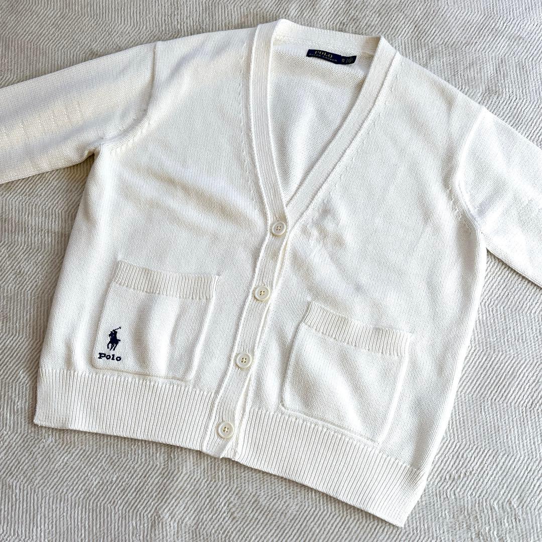 美品✨ラルフローレン コットンニットカーディガン オフホワイト ポニー刺繍 XS