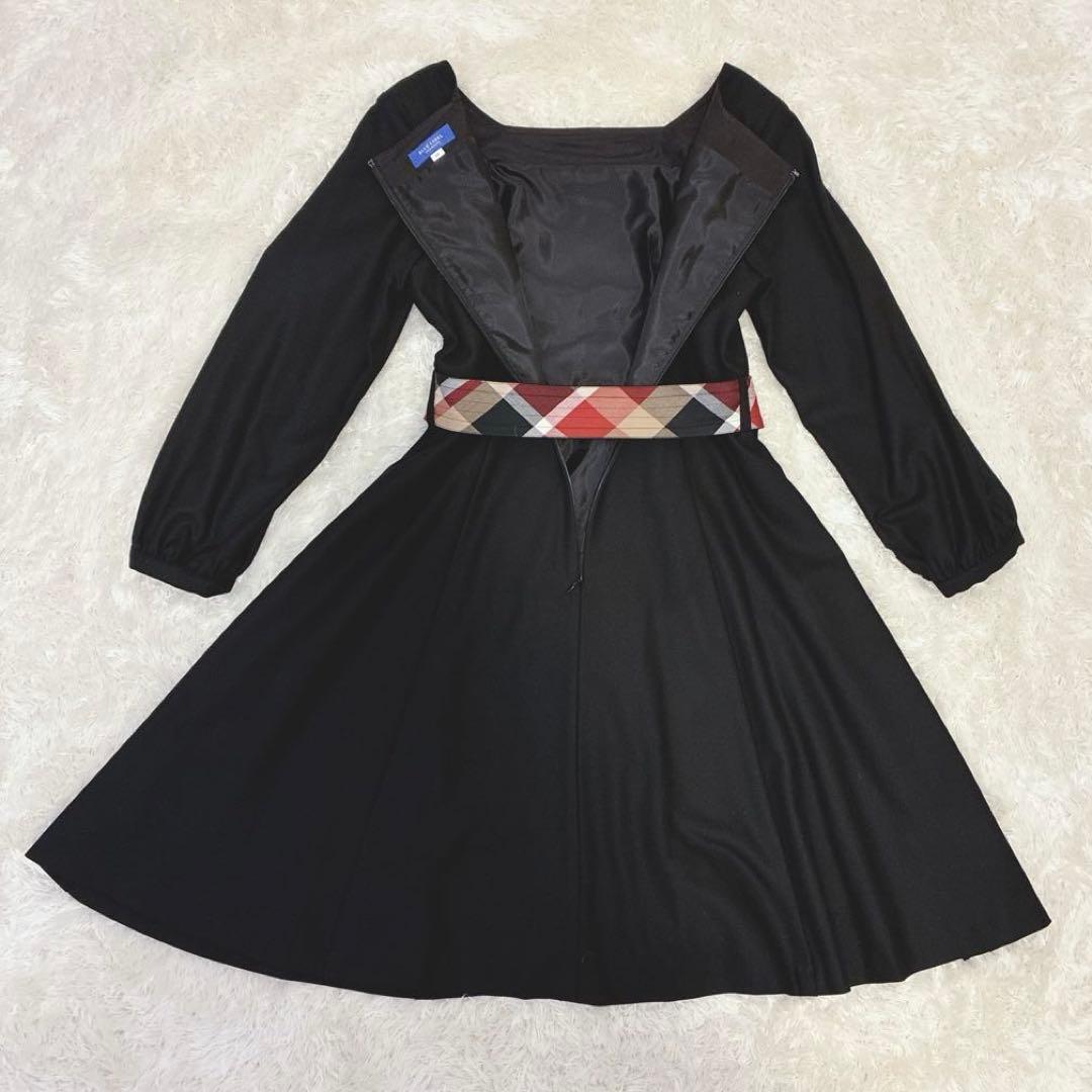 【美品】ブルーレーベルクレストブリッジ ワンピース ベルト チェック フレア