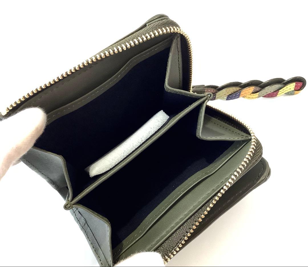 新品★ポールスミス★スワールトリムLファスナー２つ折り財布★カーキグリーン