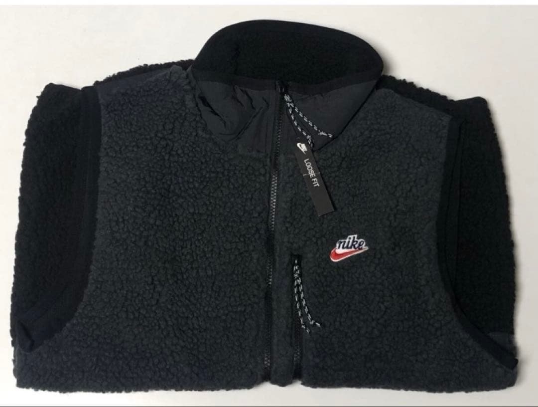 【M】ナイキ NIKE ボアベスト グレー／ブラック