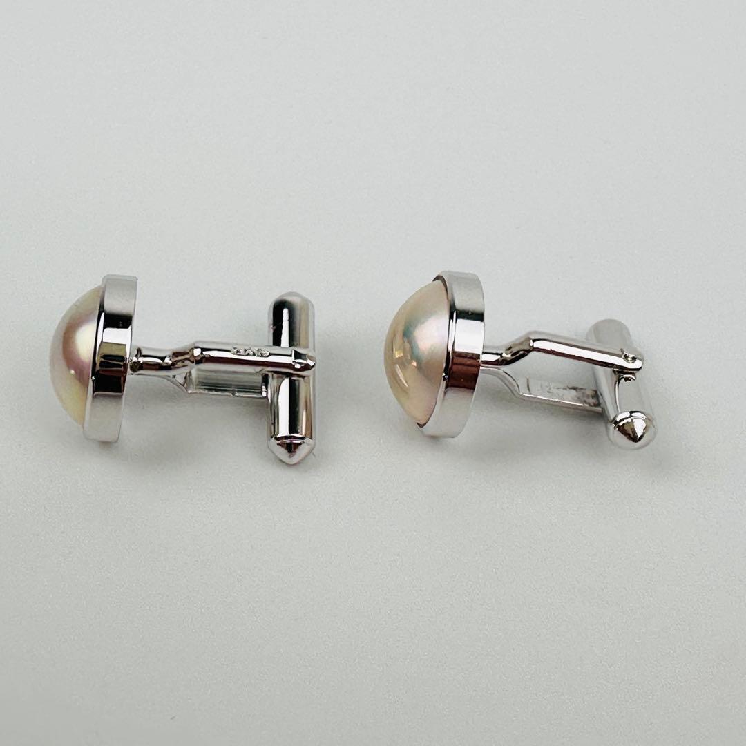 美品　タサキ　TASAKI パール付きカフリンクス　アクセサリー　シルバー　小物