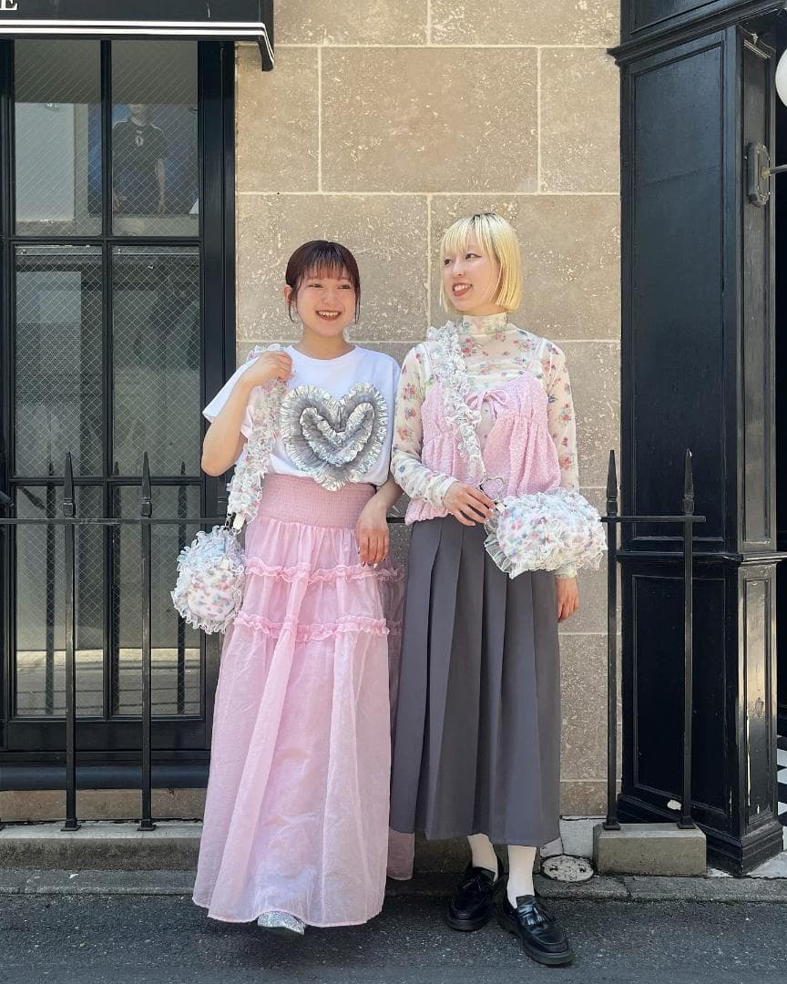POPPY あさぎーにょ HEART TULLE T-SHIRT (WHITE)