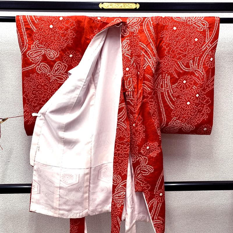 504ax56■お宮参り 女児 絞り染 祝着 産着 掛着 七五三にも■美品