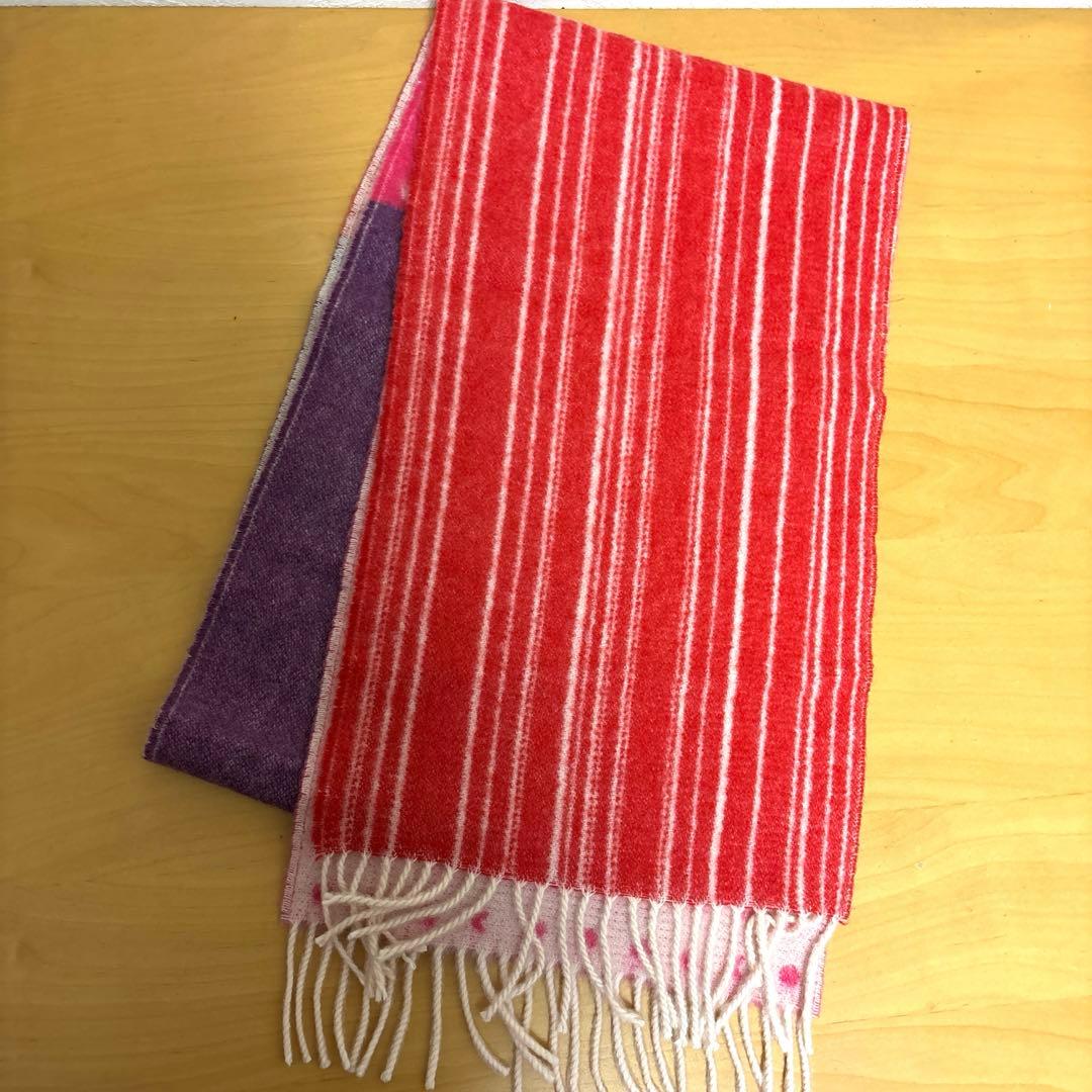 ジョンストンズ　カシミヤ　マフラー銀座和光　ドット　ストライプ　国内正規品