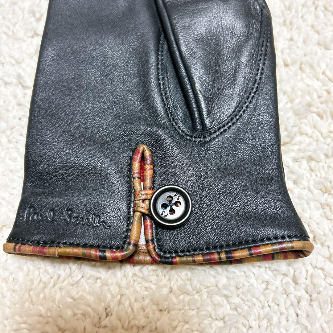 【美品】ポールスミス 手袋 羊革 ライニング カシミヤ　黒