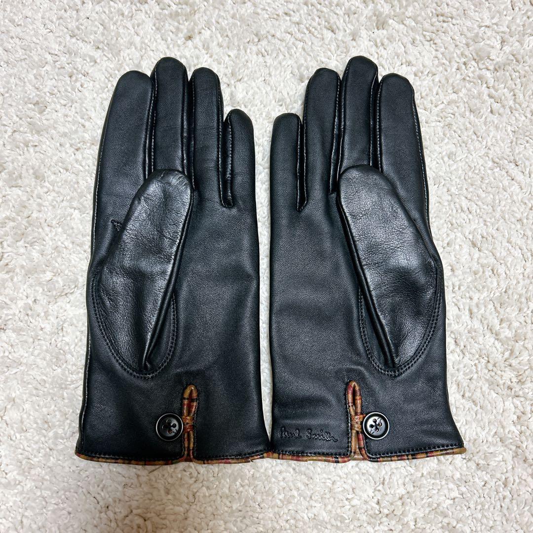 【美品】ポールスミス 手袋 羊革 ライニング カシミヤ　黒