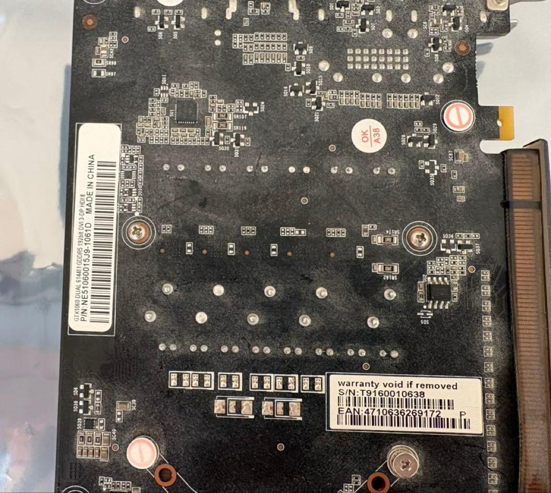 動作品　GeForce GTX1060 6GB DUAL