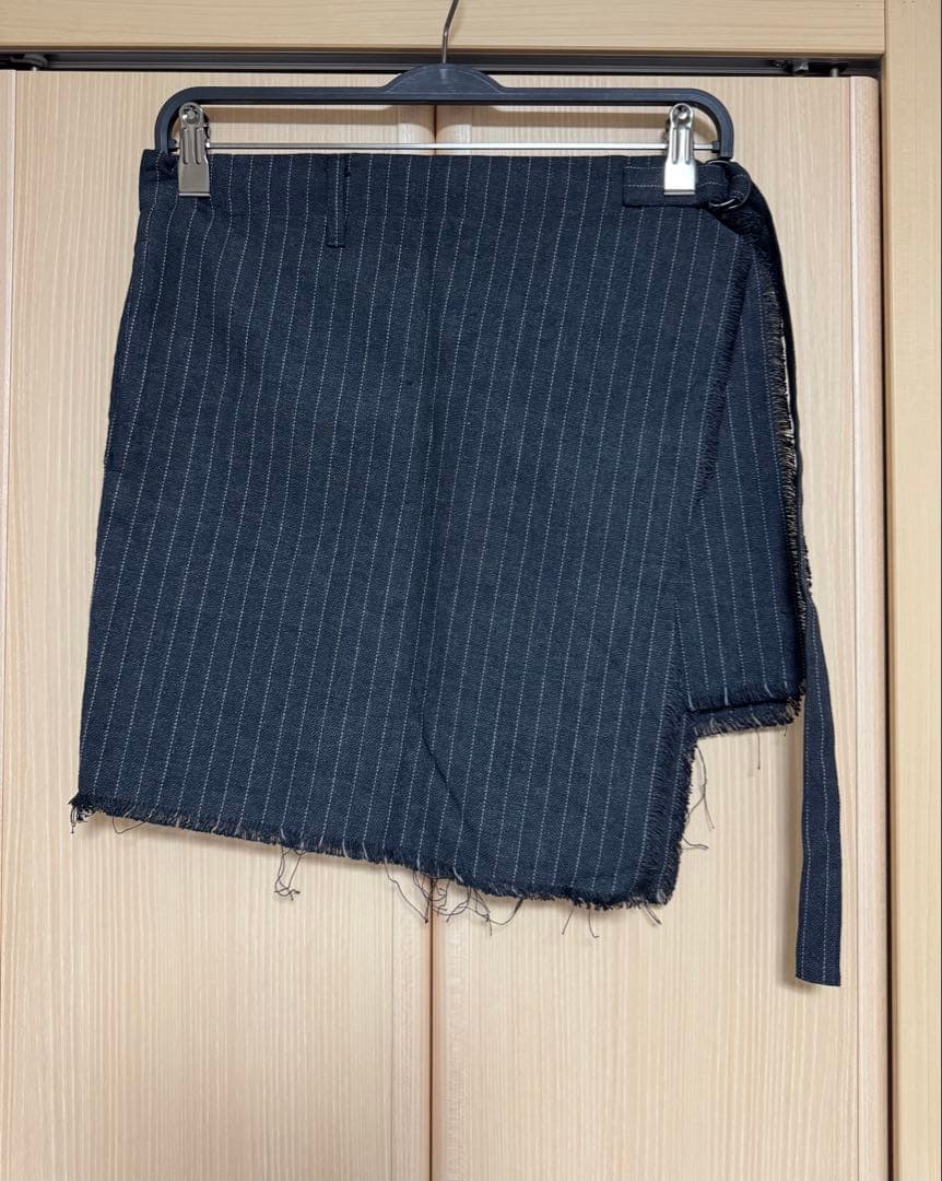 【超美品】ATTACHMENT巻きスカート セットアップ ストライプパンツ