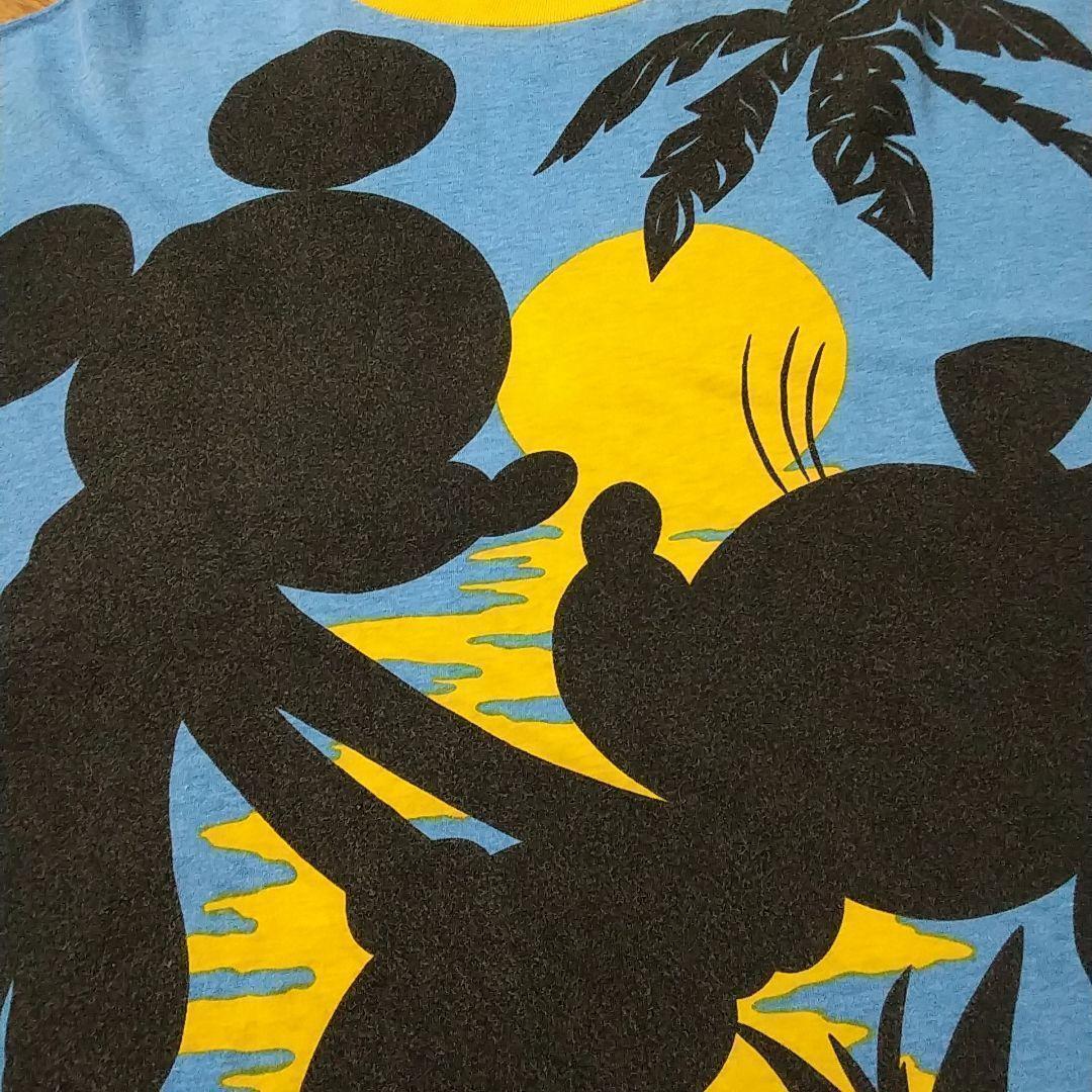 雰囲気抜群☆ディズニー ミッキー ミニー 両面プリント リンガーネック Tシャツ