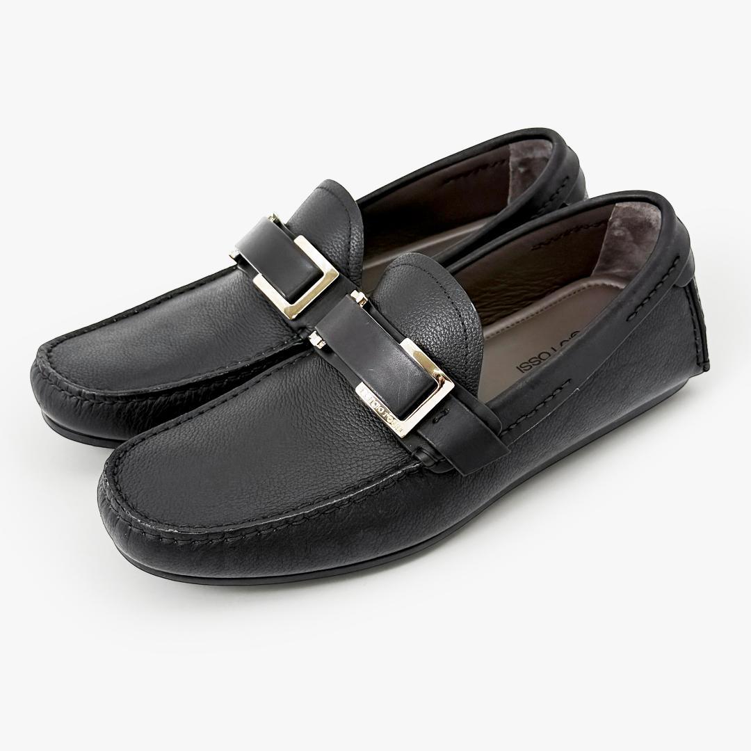 【極美品】セルジオロッシ ドライビングシューズ　モカシン メタルバックル 黒 金