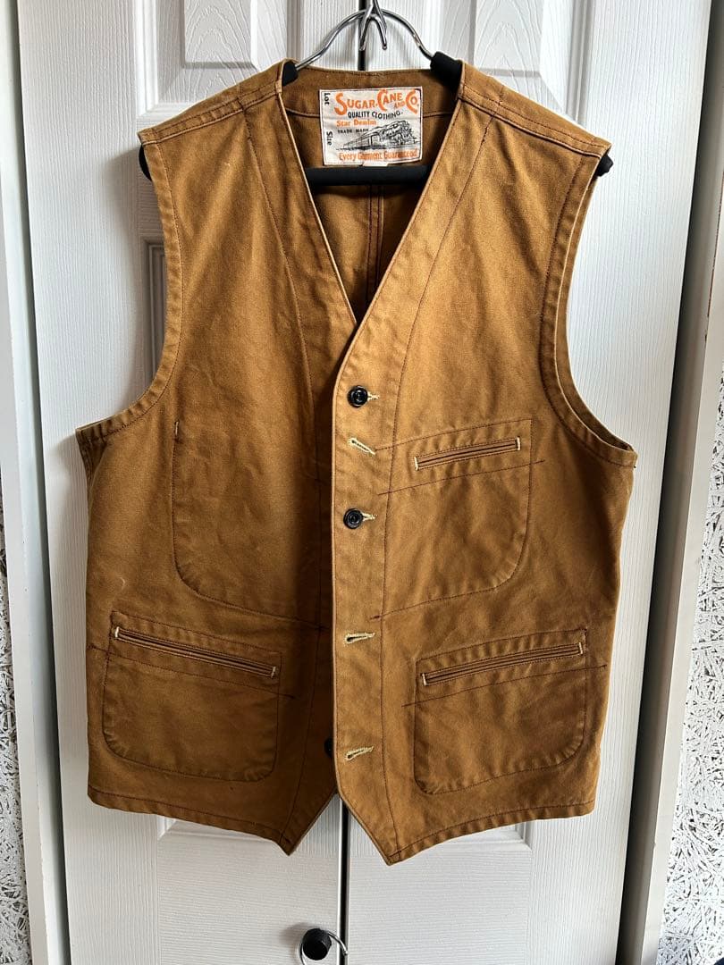 SUGAR CANEシュガーケーン ダックベスト ブラウン　サイズ42美品　東洋