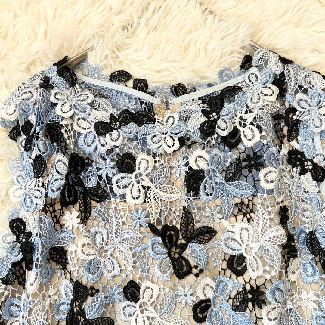美品　ダーマコレクション　クリスセリーン　総レースワンピース　お呼ばれ　刺繍