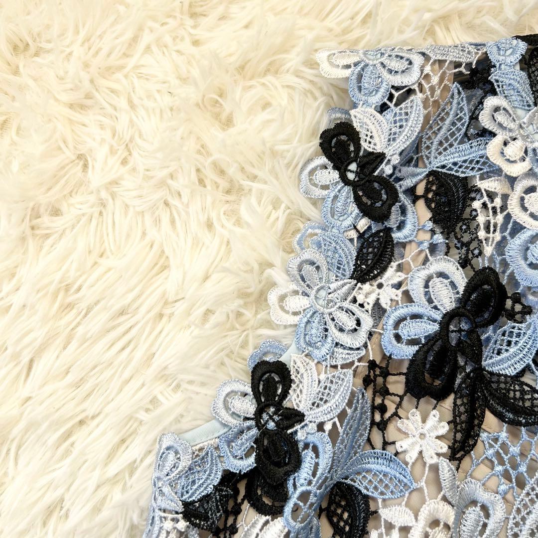 美品　ダーマコレクション　クリスセリーン　総レースワンピース　お呼ばれ　刺繍