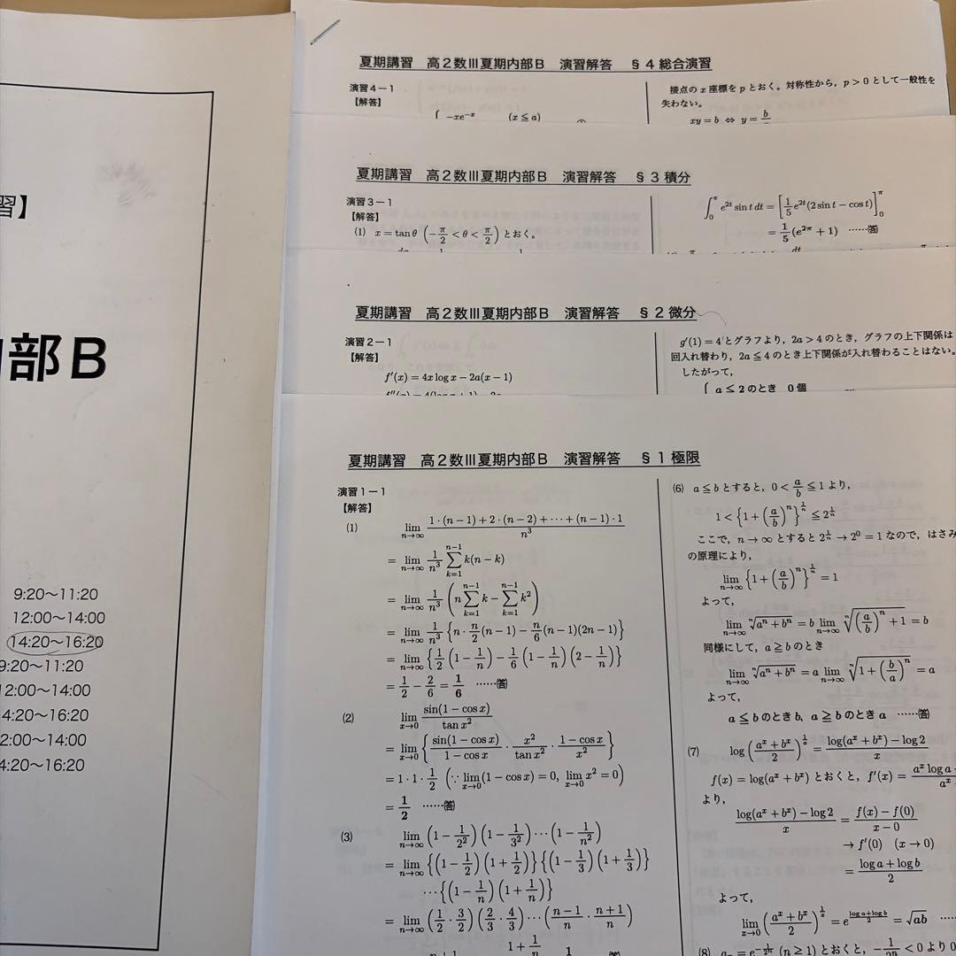 鉄緑会 高2数学III内部B 夏期講習
