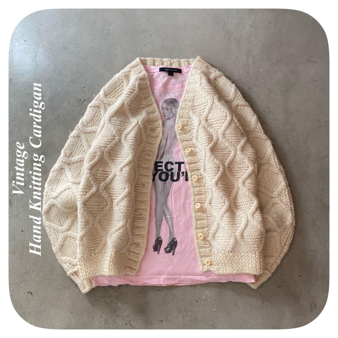 80s 90s ヴィンテージ vintage ハンドニット カーディガン 一点物