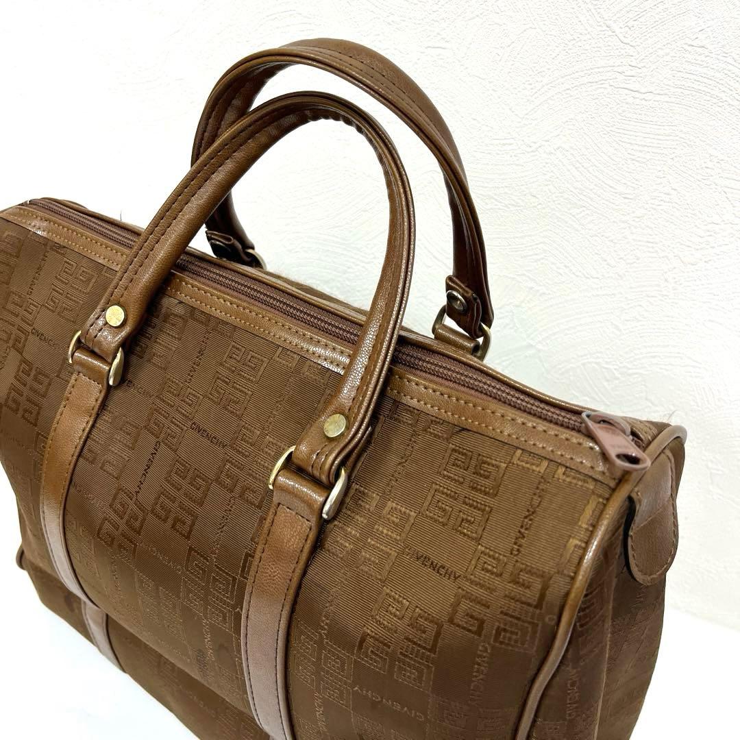 【正規品】ジバンシィ ナイロン×レザー ボストンバッグ ブラウン