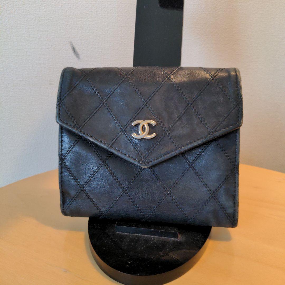 CHANEL ビコローレ ラムスキン 二つ折り財布 Wホック