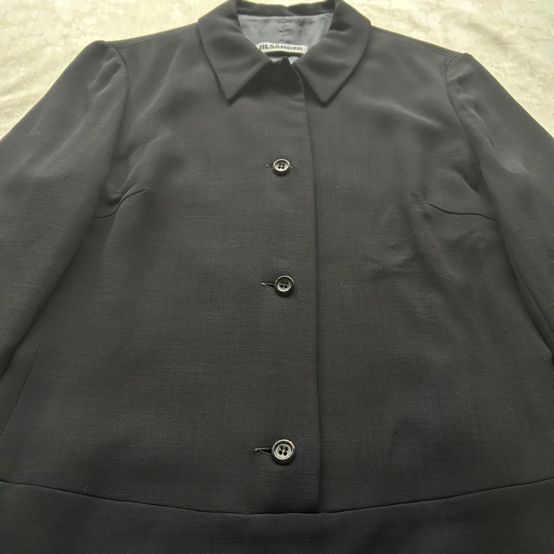 JIL SANDER 襟付き　長袖　綺麗めシャツワンピース　ブラック　黒