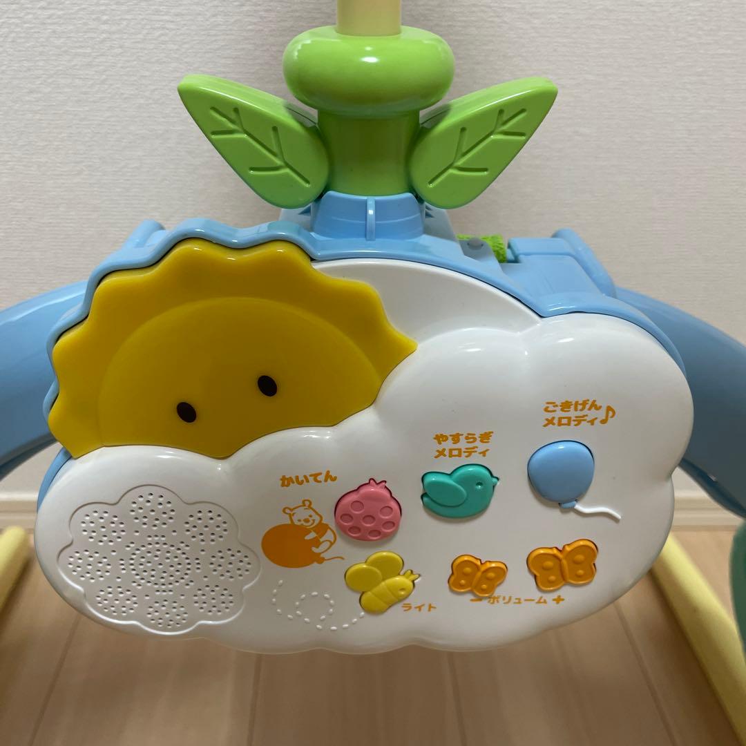 【美品】くまのプーさん えらべる回転6WAY ジムにへんしんメリー　電池付き