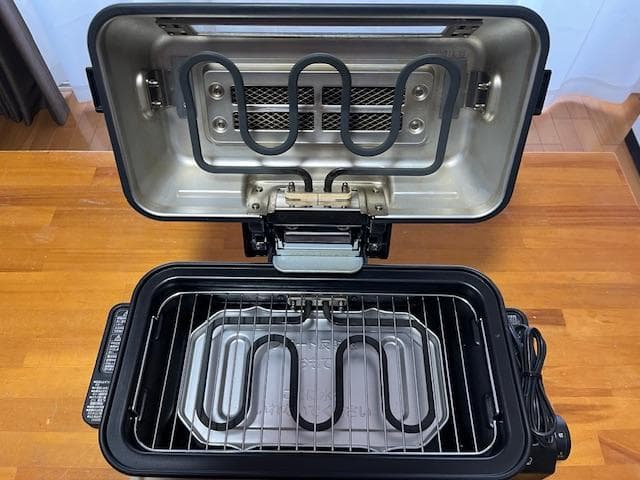 黒の無煙ロースター 透明窓付き コンパクト
