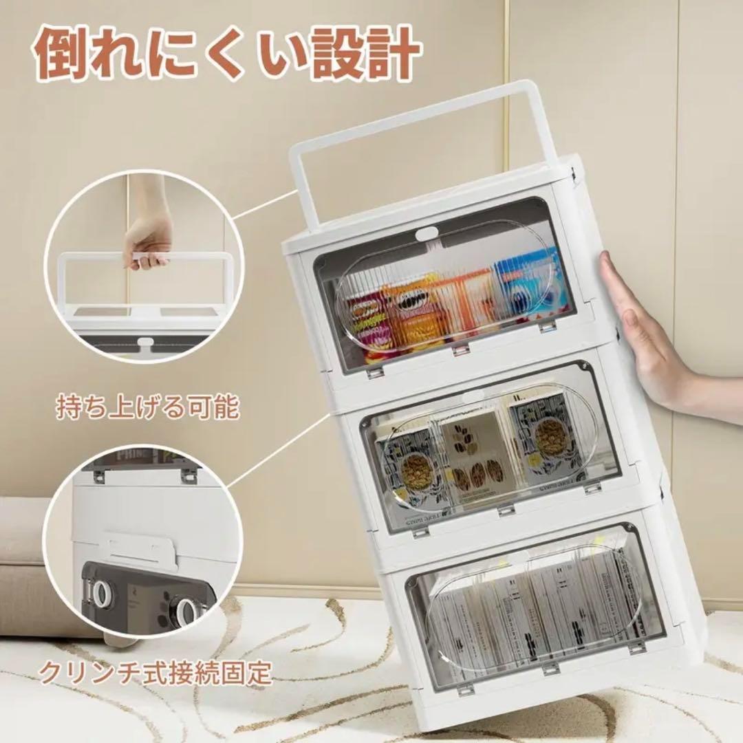 5個セット 収納ボックス 折り畳み 蓋付き キャスター付き 5面開き 扉付き