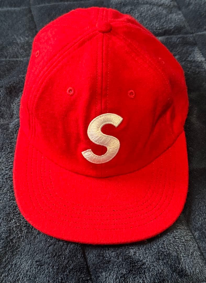 supreme Sロゴ wool cap RED made in USA
