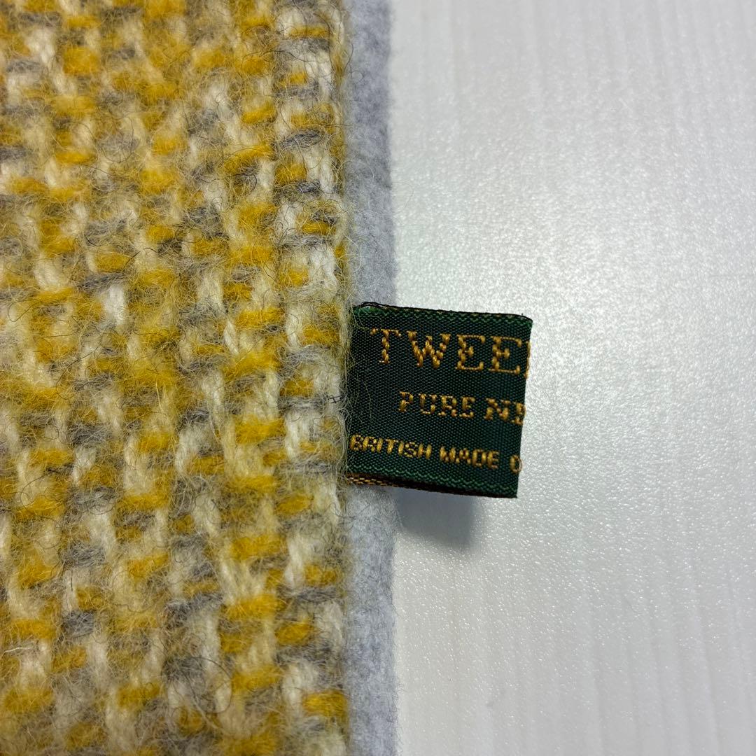ブランド古着！イギリス製 TWEEDMILL イエロー×グレー ウール マフラー