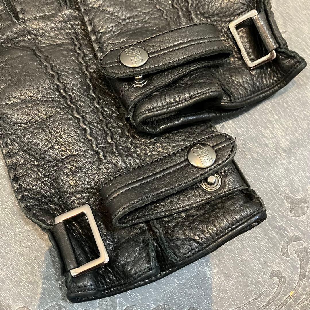 再値下げ.イタリア製.革手袋.グローブス.レザーグローブ.カシミヤ.8.黒.防寒