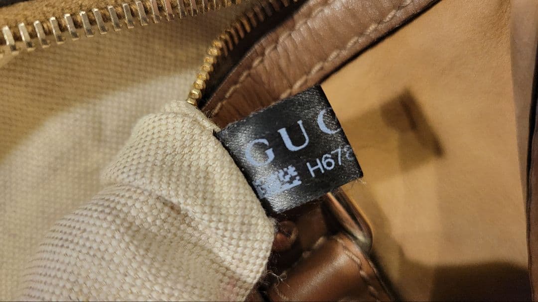 GUCCI グッチ ストライプデザイン ボストンバッグ スウェード レザー
