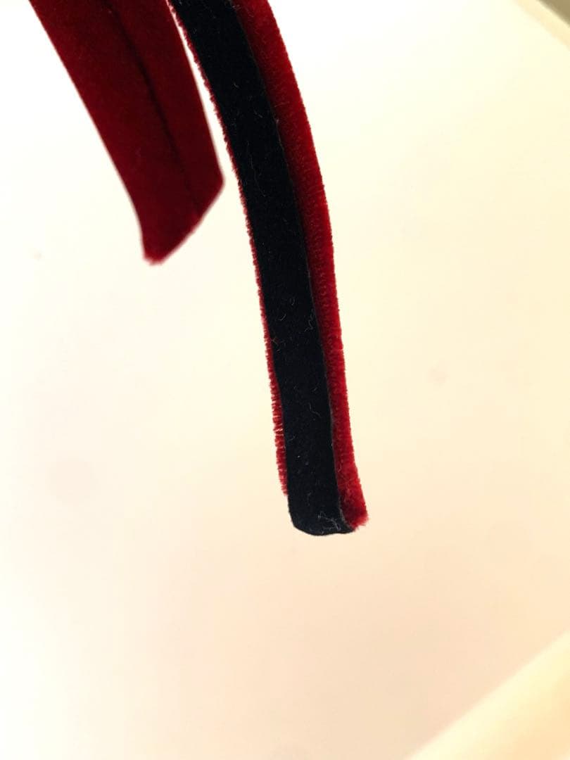 美品/アレクサンドルドゥパリの女らしい深紅ビロードのリボンカチューシャ