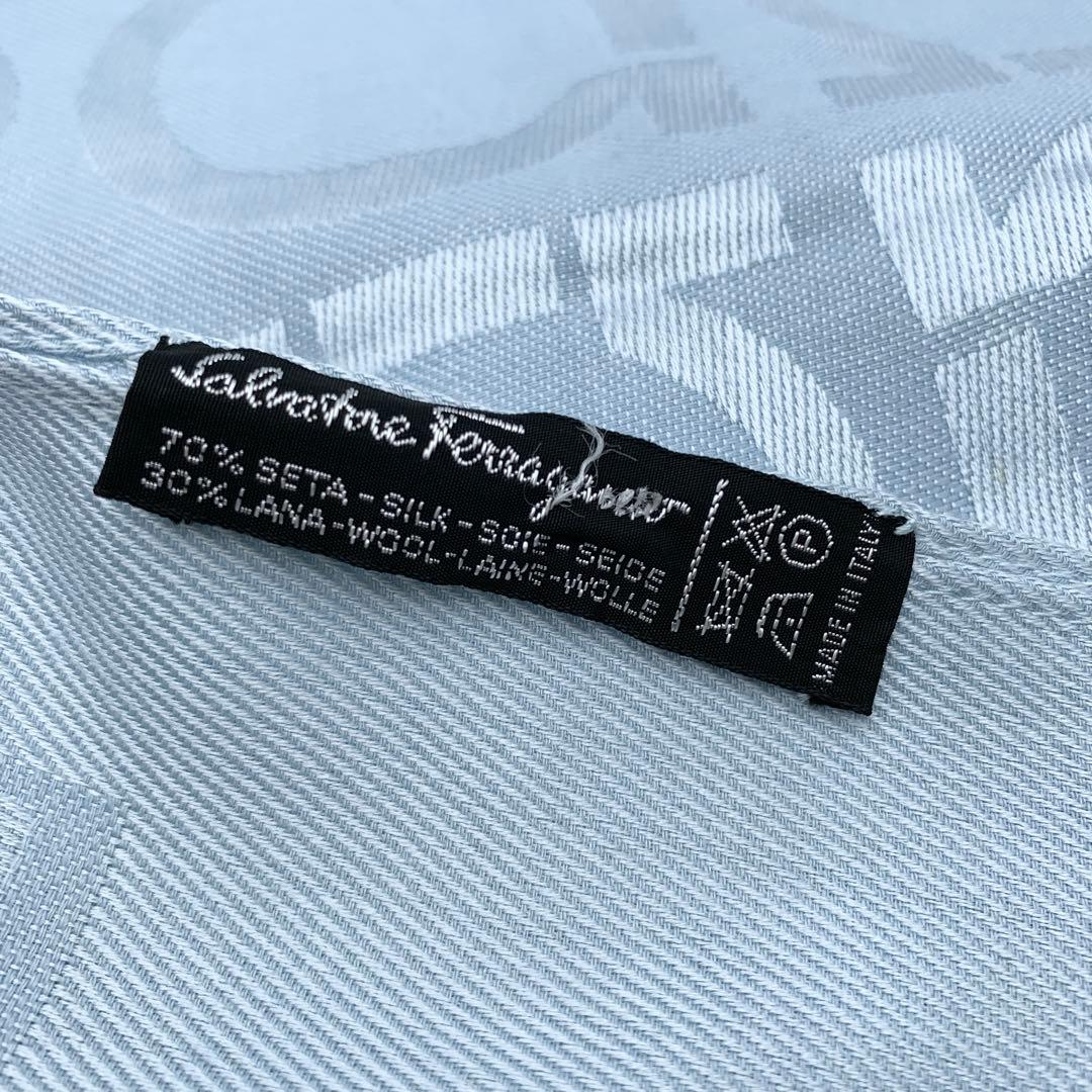 Salvatore Ferragamo 水色 ブルー系 ロゴ マフラー ストール