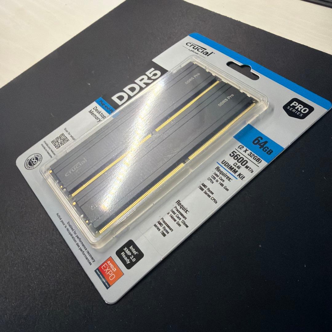 【新品】crucial DDR5 5600 64GB (2x32GB)
