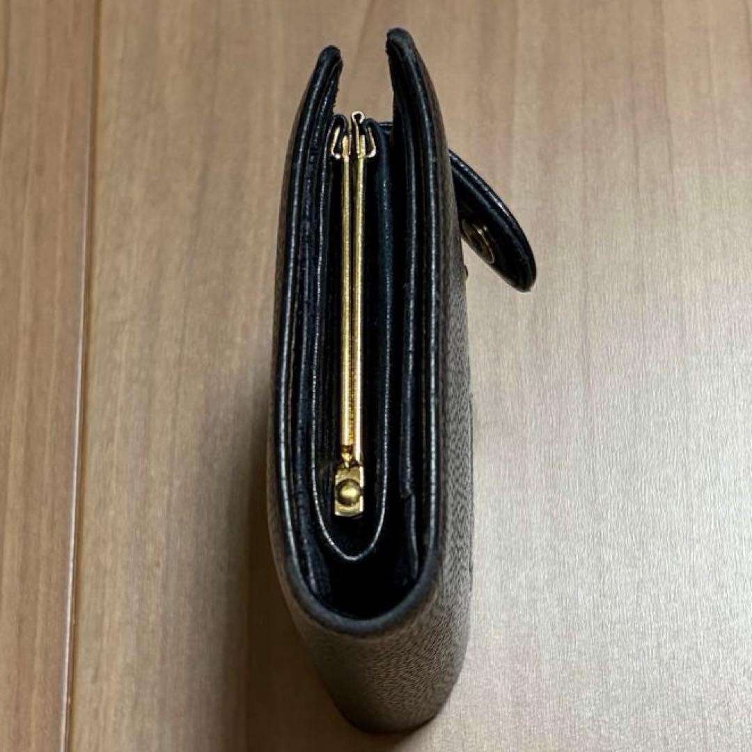 CHANEL シャネル キャビアスキン ココマーク がま口二つ折り財布 ブラック