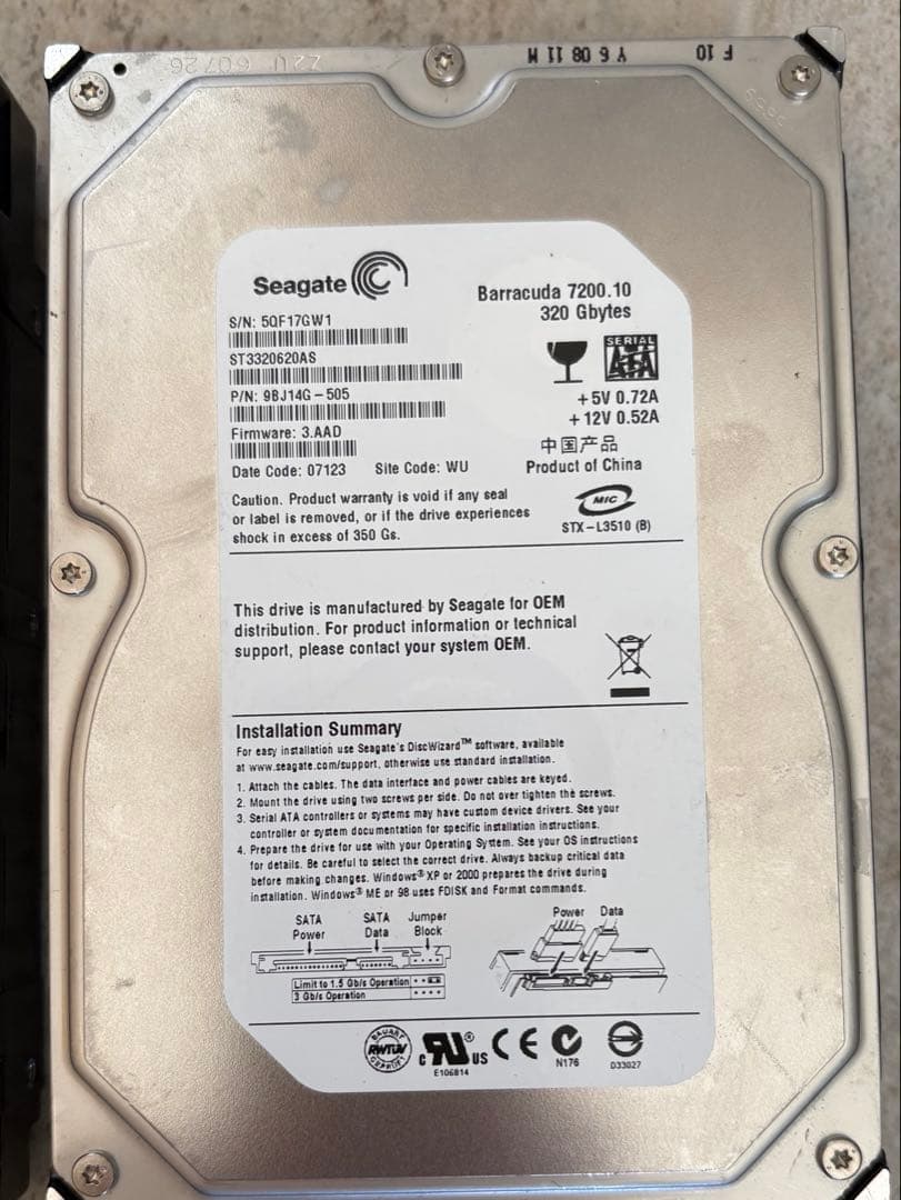 【ジャンク品】Seagate Barracuda 2TB 4TB内蔵型HDD