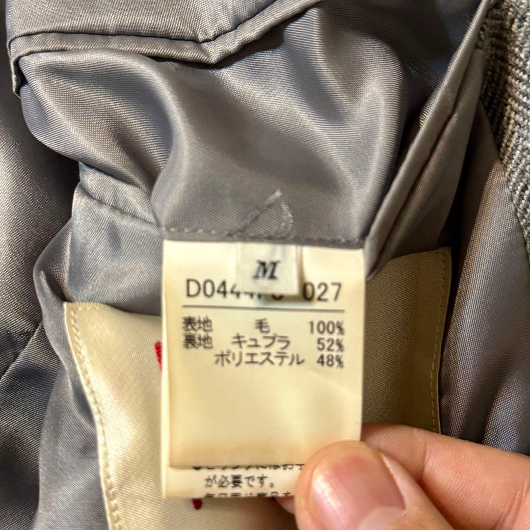 【美品】パパス　ウール　ヘリンボーン　ツイード　ジャケット　裏地ロゴ　M