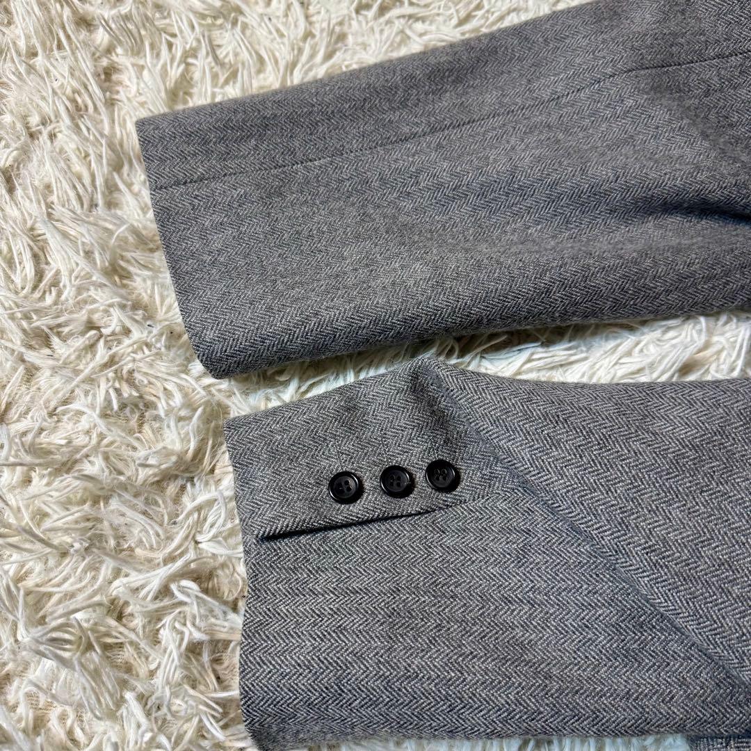 【美品】パパス　ウール　ヘリンボーン　ツイード　ジャケット　裏地ロゴ　M