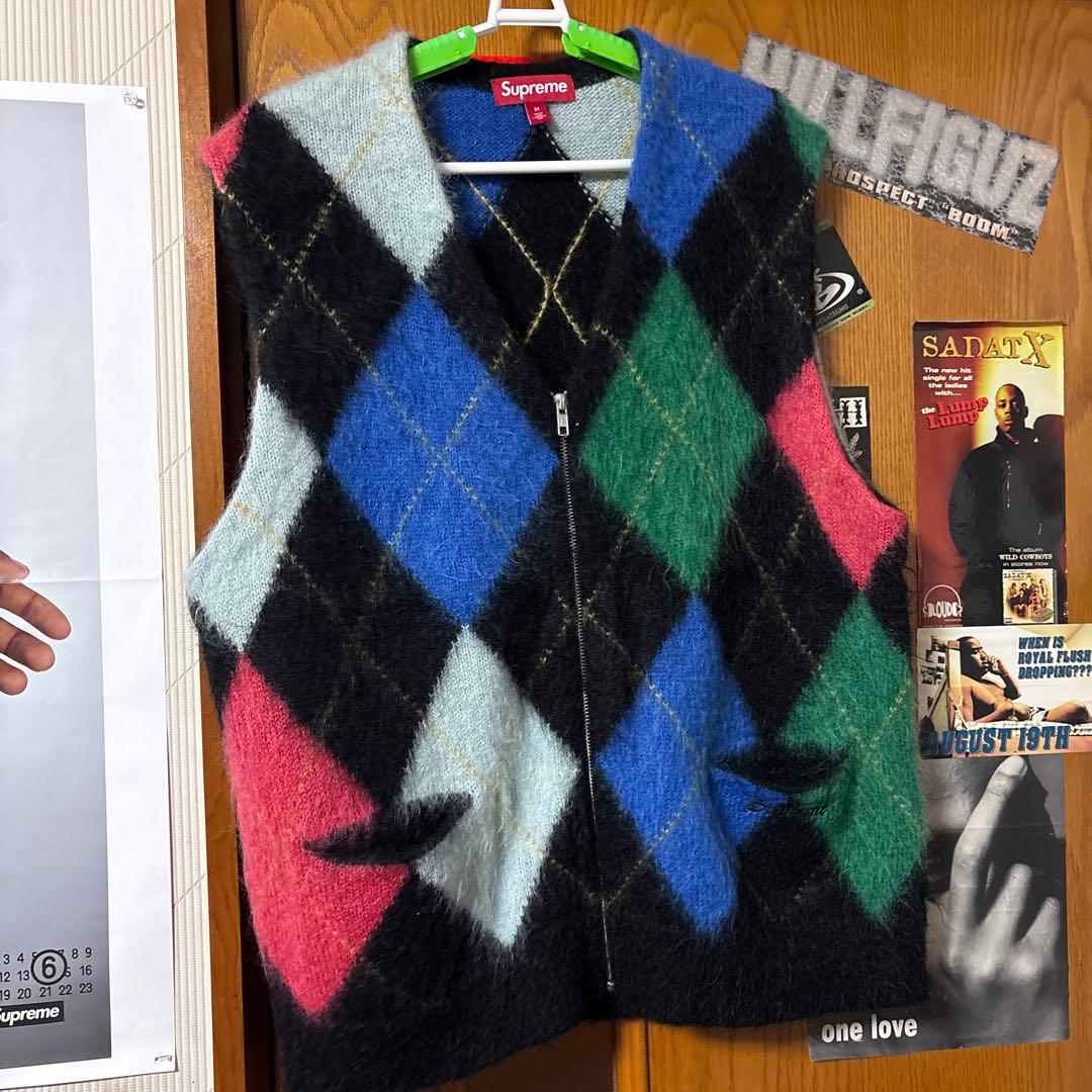 トップス 24ss Supreme Brushed Argyle Zip Up Vest