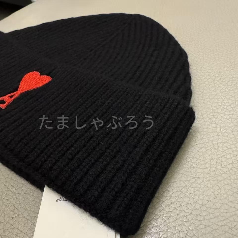 AMI PARIS アミパリス ニット帽 ビーニーハートロゴ ブラック