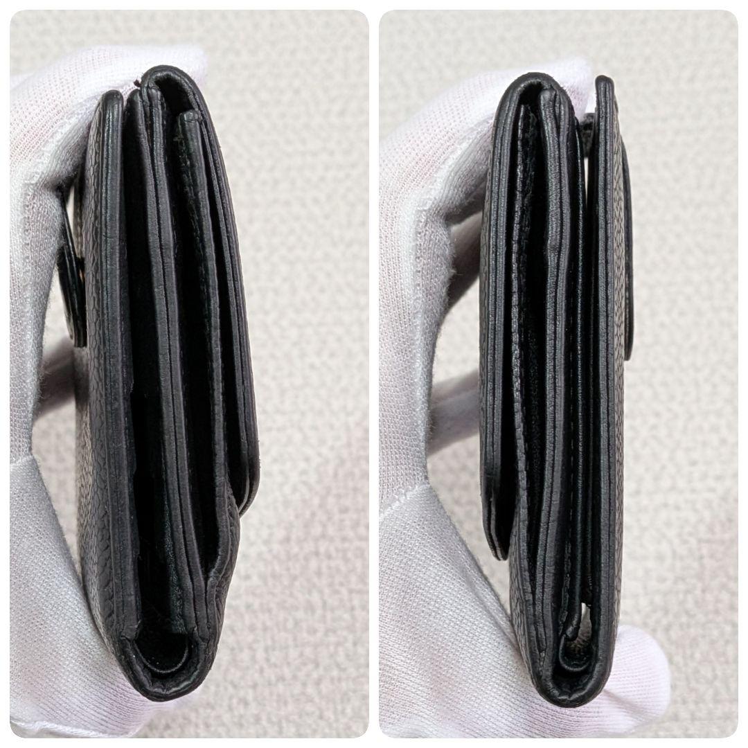 シャネル　デカココ　Wホック折り財布　キャビアスキン　黒　正規品　チェーン