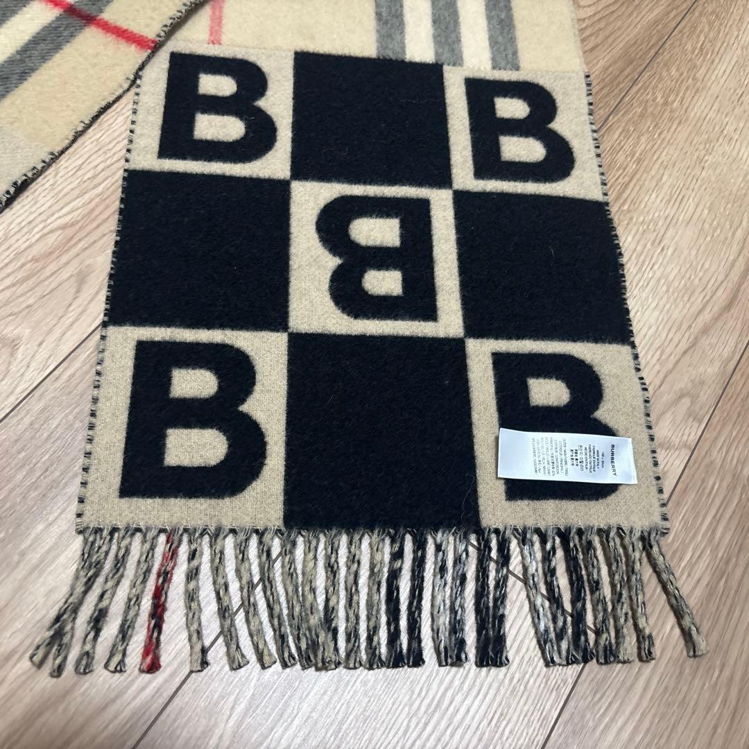 【極美品】BURBERRY ロゴチェック TB マフラー ベージュ